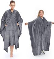 super soft poncho blanket: comfy plush fleece throw wrap for adults, kids | indoor/outdoor use logo