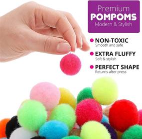 img 2 attached to 🧶 Craftsistic - 300 Pieces 1 inch Pom Poms + 100 Self-Adhesive Googly Eyes - Fluffy Pompoms for Arts and Crafts - Soft Cotton Balls - Vibrant Pompom Puff Balls for Kids' Art, Craft Projects