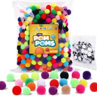 🧶 craftsistic - 300 pieces 1 inch pom poms + 100 self-adhesive googly eyes - fluffy pompoms for arts and crafts - soft cotton balls - vibrant pompom puff balls for kids' art, craft projects logo