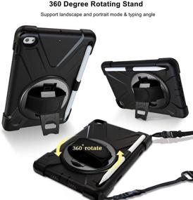 img 2 attached to TSQ iPad Mini 4/5 Case for Kids with Pencil Holder | Heavy Duty Shockproof Rugged Case w/ Kickstand Hand/Shoulder Strap - Black, 7.9 inch