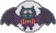 🦇 boris the bat beaded halloween cross stitch kit - autumn harvest, mill hill, mh185203 logo