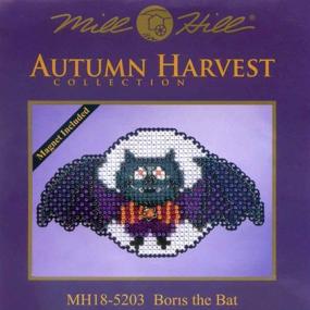 img 2 attached to 🦇 Boris the Bat Beaded Halloween Cross Stitch Kit - Autumn Harvest, Mill Hill, MH185203