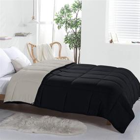 img 3 attached to 🛏️ Seward Park Lightweight Down Alternative Quilted Comforter - Twin Size Bedding - Warm and Reversible - Black Gray Color