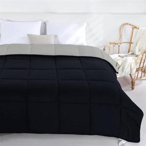 img 4 attached to 🛏️ Seward Park Lightweight Down Alternative Quilted Comforter - Twin Size Bedding - Warm and Reversible - Black Gray Color