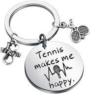 🎾 fustyle tennis makes me happy keychain: ideal tennis jewelry gift for players, coaches, and teams logo