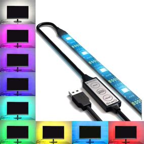 img 4 attached to 🌈 Small USB LED Lighting Strip for HDTV (39in / 1m) - Multi-Color RGB - USB LED Backlight Strip with Dimmer for Flat Screen TV LCD, Desktop Monitors, Kitchen Cabinets…