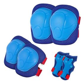 img 4 attached to XIZECK Kids Protective Gear Set Knee Pads And Elbow Pads 3 In1 Outdoor Sports Protective Gear Fits For Boys And Girls Aged 3-8 Suitable For Bicycles