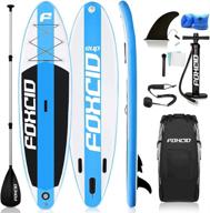 🏄 foxcid inflatable sup stand up paddle board set with premium accessories: backpack, non-slip deck, carry bag, leash, adjustable paddle, &amp; hand pump logo