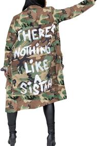 img 3 attached to LKOUS Womens Camouflage Letter Overcoat Women's Clothing
