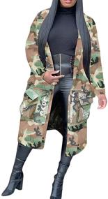 img 4 attached to LKOUS Womens Camouflage Letter Overcoat Women's Clothing