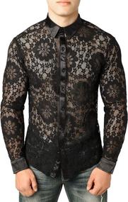 img 4 attached to 🌸 ZEROYAA Men's Floral Shirts in White - Clothing for a Modern Look