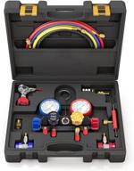 🌡️ aurelio tech 4-way a/c manifold gauge set for r134a, r410a, and r22 refrigerants | 5ft hose, 3 acme tank adapters, adjustable couplers, can tap logo