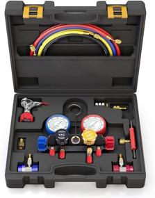 img 4 attached to 🌡️ AURELIO TECH 4-Way A/C Manifold Gauge Set for R134A, R410A, and R22 Refrigerants | 5FT Hose, 3 Acme Tank Adapters, Adjustable Couplers, Can Tap