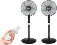 2 pack simple deluxe oscillating 16″ adjustable 3 speed pedestal stand fan with remote control - ideal for indoor, bedroom, living room, home office & college dorm use - black логотип