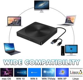 img 3 attached to 📀 Portable USB 3.0 Type-C External CD/DVD Drive for Laptop - Slim CD/DVD ROM Rewriter Burner with Protective Storage Carrying Case Bag