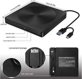 img 1 attached to 📀 Portable USB 3.0 Type-C External CD/DVD Drive for Laptop - Slim CD/DVD ROM Rewriter Burner with Protective Storage Carrying Case Bag