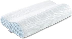 img 4 attached to 🌙 Anvo Memory Foam Pillow: Ergonomic Cervical Orthopedic Pillow for Neck Pain Relief - Blue White