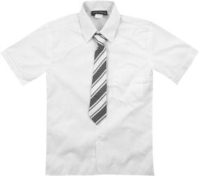 img 3 attached to 🎩 Stylish and Sophisticated: Luca Gabriel Toddler Boy's Short Sleeve Formal Button Down Dress Shirt & Tie Set
