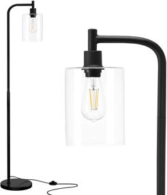 img 4 attached to 💡 addlon LED Floor Lamp: Modern Standing Industrial Lamp with Hanging Glass Lamp Shade for Bedroom, Living Room, Office - Classical Black