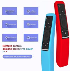 img 2 attached to 📺 2 Pack Silicone Protective Case Cover for Samsung TV Remote - Glow in the Dark, Anti-Lost Shockproof BN59 Series - Blue & Red