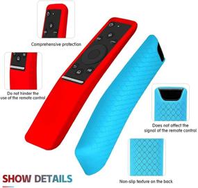 img 1 attached to 📺 2 Pack Silicone Protective Case Cover for Samsung TV Remote - Glow in the Dark, Anti-Lost Shockproof BN59 Series - Blue & Red