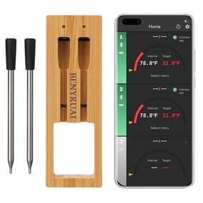 img 4 attached to 🔥 Wireless Meat Thermometer with Guided Cook System: Perfect for BBQ Lovers & Cooking Beginners - Bluetooth Enabled, 160ft Range, 2 Probes for Stove Top and Rotisserie Cooking