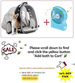 img 1 attached to SEO-дружелюбный расширяемый кошачий рюкзак: прозрачная сферическая капсула для переноски питомца для маленьких собак, идеально подходит для походов и путешествий.