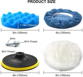 img 3 attached to 🧽 Набор для полировки из шерсти Poliwell 6 дюймов - 4 шерстяные восковые колеса, 2 мягкие губчатые полировочные подушки, 2 автомобильные полировочные капоты с адаптером для дрели M14 - Всего 10 штук