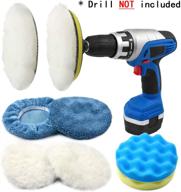 🧽 poliwell 6 inch wool polishing pad kit - 4 woolen waxing wheels, 2 soft sponge buffing pads, 2 car polishing bonnets with m14 drill adapter - total 10 pack logo