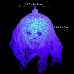 img 4 attached to Skeleton Halloween Light Decorations - 10 LED White Gauze Skull String Lights for Indoor/Outdoor Home, Holiday Party Decor - Battery Operated (Colorful)