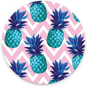 img 4 attached to 🍍 Аква Мышь-подставка круглая с ананасами: Водяная игровая коврик для мыши с фоном в виде волнистой полосы. Водостойкая и противоскользящая резиновая основа. Идеально подходит для офиса, дома, ноутбука и путешествий.