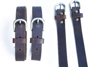 img 2 attached to 🔗 Jeereal Genuine Leather Stirrup Straps - 4 Pack with Metal Buckle and Adjustable Length