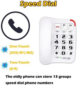 img 2 attached to 📞 JeKaVis J-P45: Amplified Big Button Phone for Seniors, Corded Speakerphone, Ideal for Hearing Impaired Elderly - Speed Dial Supported