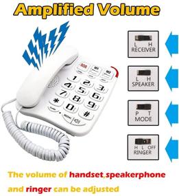 img 3 attached to 📞 JeKaVis J-P45: Amplified Big Button Phone for Seniors, Corded Speakerphone, Ideal for Hearing Impaired Elderly - Speed Dial Supported