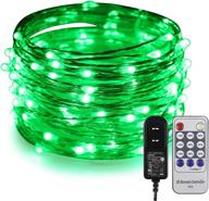 🌟 er chen fairy lights plug in - 33ft/10m 100 led silver coated copper wire starry string lights - outdoor and indoor decorative lights for bedroom, patio, garden, party, and christmas tree (green): brighten up your space with enchanting green fairy lights! logo