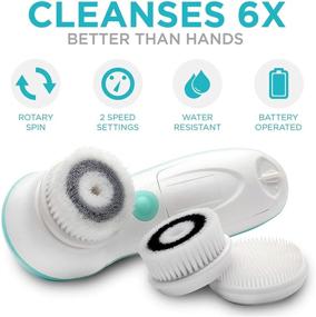 img 3 attached to 🧖 Fancii Waterproof Facial Cleansing Spin Brush Set: Complete Face Spa System with 3 Exfoliating Brush Heads - Advanced Microdermabrasion for Gentle Exfoliation and Deep Scrubbing