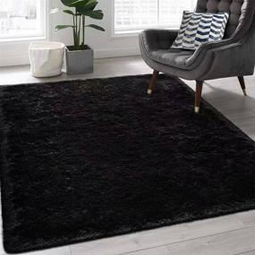 img 4 attached to 🏠 4x6 Feet Black Ultra Soft Fluffy Area Rug for Bedroom, Fuzzy Shaggy Rugs for Living Room Decor, Teen Girls Bedroom Decor, Boys Baby Nursery Rug, Kids Rug, Home Modern Carpet