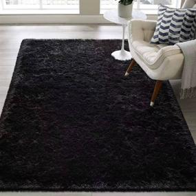 img 3 attached to 🏠 4x6 Feet Black Ultra Soft Fluffy Area Rug for Bedroom, Fuzzy Shaggy Rugs for Living Room Decor, Teen Girls Bedroom Decor, Boys Baby Nursery Rug, Kids Rug, Home Modern Carpet