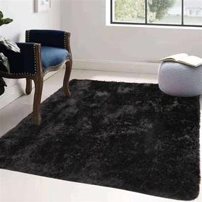 img 1 attached to 🏠 4x6 Feet Black Ultra Soft Fluffy Area Rug for Bedroom, Fuzzy Shaggy Rugs for Living Room Decor, Teen Girls Bedroom Decor, Boys Baby Nursery Rug, Kids Rug, Home Modern Carpet