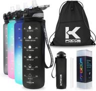 32oz kfocus sports water bottles with time marker | bpa free tritan | leak proof flip top lid | pop-up straw | motivational water bottle for driving, biking, gym, workout, travel, office, school logo