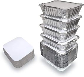 img 4 attached to 55 Pack Aluminum Foil Food Containers with Lids - 1 LB Size for Freezer Meals, Take Out, and Disposable Pans