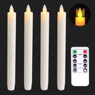 🕯️ wondise flameless flickering taper candles with timer and remote control - set of 4, battery operated real wax ivory led candles with moving wick for christmas window decoration (diameter 0.78 x height 9.5 inch), amber yellow light логотип