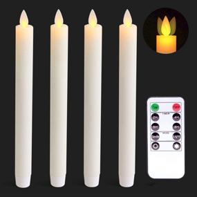 img 4 attached to 🕯️ Wondise Flameless Flickering Taper Candles with Timer and Remote Control - Set of 4, Battery Operated Real Wax Ivory LED Candles with Moving Wick for Christmas Window Decoration (Diameter 0.78 x Height 9.5 Inch), Amber Yellow Light