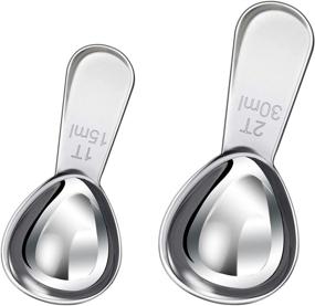 img 4 attached to ☕ Convenient 2 Pack Stainless Steel Coffee Scoop for Measuring Ground Coffee, Tea, Flour, Sugar - Includes 1 Tablespoon (15ml) and 2 Tablespoon (30ml) Scoops with Handle