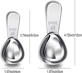 img 3 attached to ☕ Convenient 2 Pack Stainless Steel Coffee Scoop for Measuring Ground Coffee, Tea, Flour, Sugar - Includes 1 Tablespoon (15ml) and 2 Tablespoon (30ml) Scoops with Handle