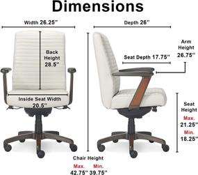 img 2 attached to La-Z-Boy Emerson Modern Executive Office Chair: High-Back Lumbar Support, Rich Wood Inlay, Bonded Leather - White