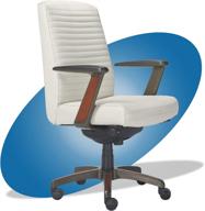 la-z-boy emerson modern executive office chair: high-back lumbar support, rich wood inlay, bonded leather - white logo