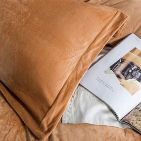 img 2 attached to NTBAY Velvet Flannel Queen Duvet Cover Set, 3-Piece Zippered Comforter Cover Set in Camel