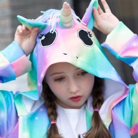img 2 attached to Nidoul Kid Girls Unicorn Rainbow Hoodie Jacket with Pockets: A Cozy and Stylish Sweatshirt
