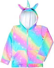 img 4 attached to Nidoul Kid Girls Unicorn Rainbow Hoodie Jacket with Pockets: A Cozy and Stylish Sweatshirt